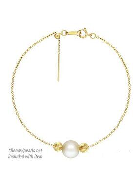 14K Gold Filled 8in Add-A-Bead Cable Chain Bracelet - Adjustable, Anti-Tarnish